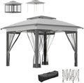 Outsunny 12' x 12' Pop Up Canopy Tent with Netting and Carry Bag, Instant Sun Shelter with 137 sq.ft Shade, Tents for Parties, Height Adjustable, for Outdoor, Garden, Patio, Gray