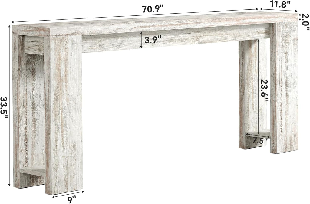 LITTLE TREE 70.9-Inch Entryway Table, Long Narrow Farmhouse Sofa Console Table for Living Room, Hallway