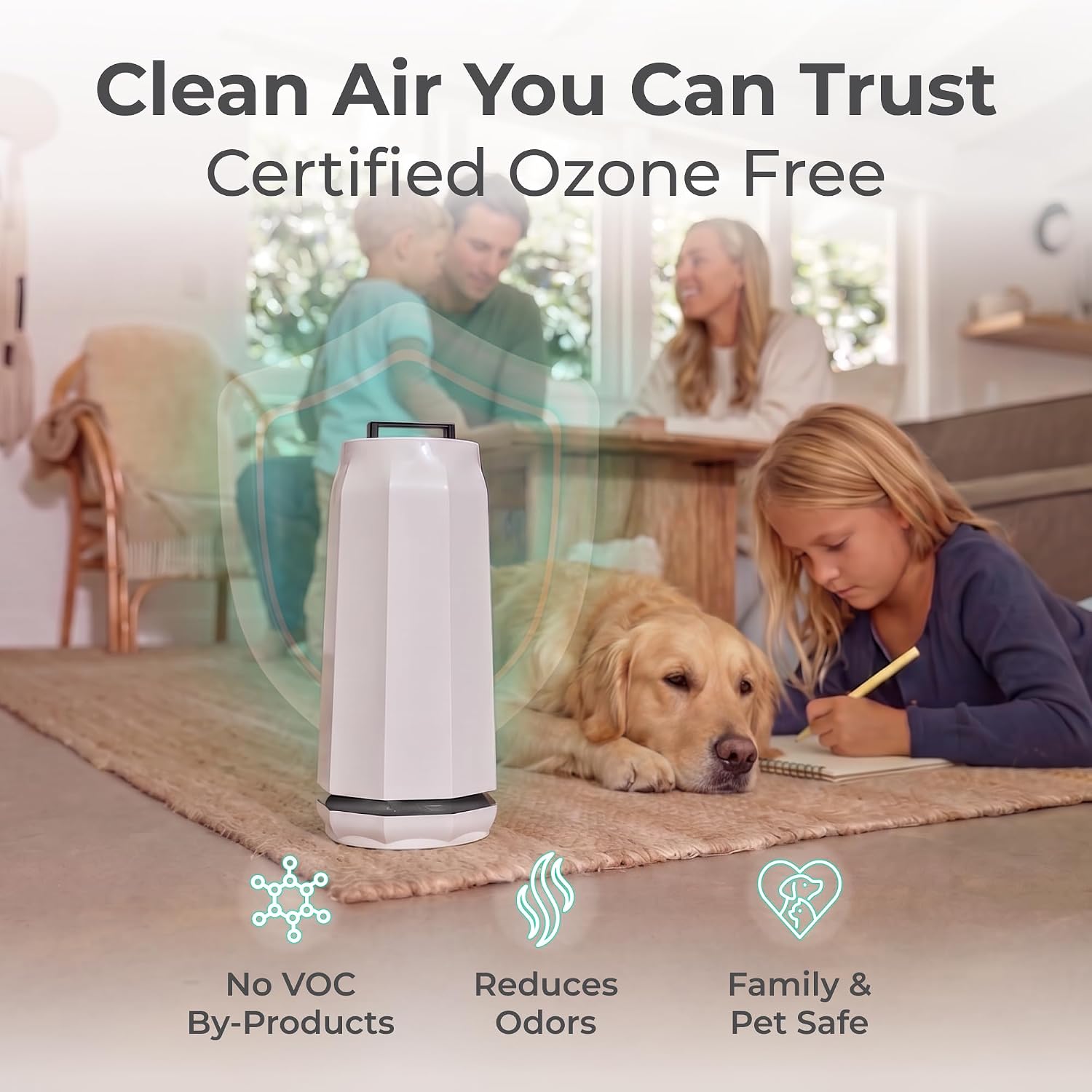 Puraclenz Photon P3000X Air Purifier for Home, Air & Surface Purification, Up to 3000 sqft, Removes 99% Pollutants, Mold, Odors, Viruses, & More, Ozone-Free (White)