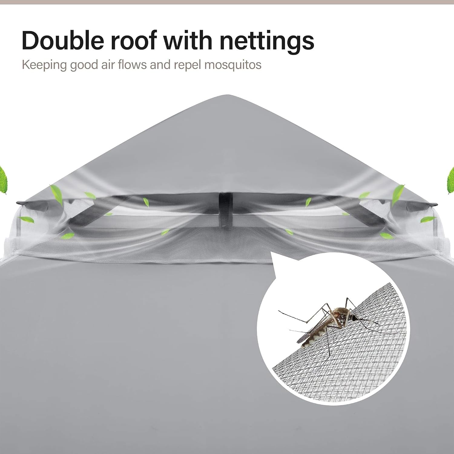 LAUSAINT HOME 10'x10' Outdoor Patio Gazebo with Mosquito Netting, Double Roof Outdoor Gazebo Pavilion Shelter for Backyard, Garden, Lawn, Wedding (Grey)