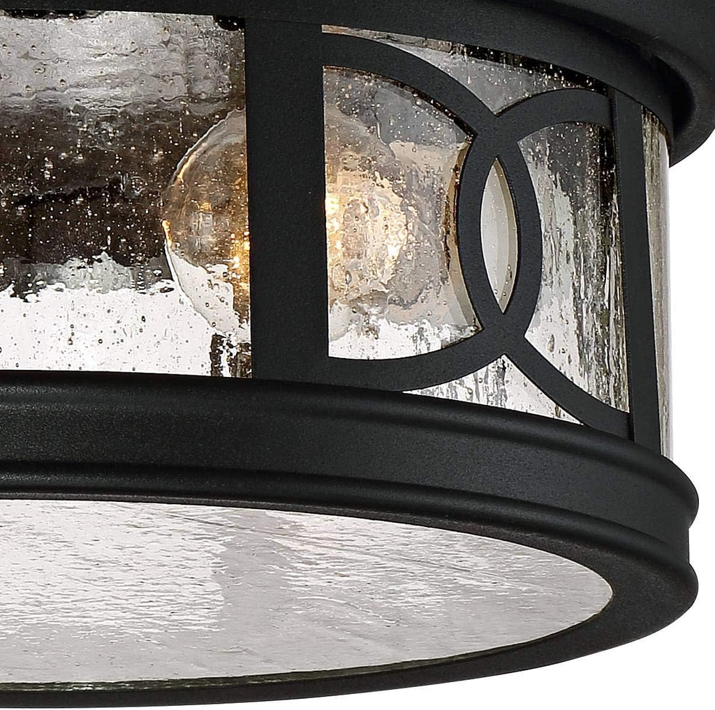 John Timberland Capistrano Mission Flush-Mount Outdoor Ceiling Light Fixture Black 12' Seedy Glass Damp Rated for Exterior House Porch Patio Outside Deck Garage Front Door Garden Home Gazebo