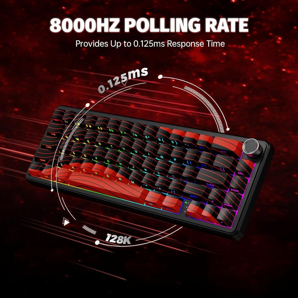 ATTACK SHARK X11 & X65 PRO HE Rapid Trigger Hall Effect Keyboard,60% Magnetic Keyboard 8K Polling Rate RGB Hot Swap,Wireless Gaming Mice with Charging Dock 22K DPI,BT/2.4Ghz/Wired,Coiled Cable-Red