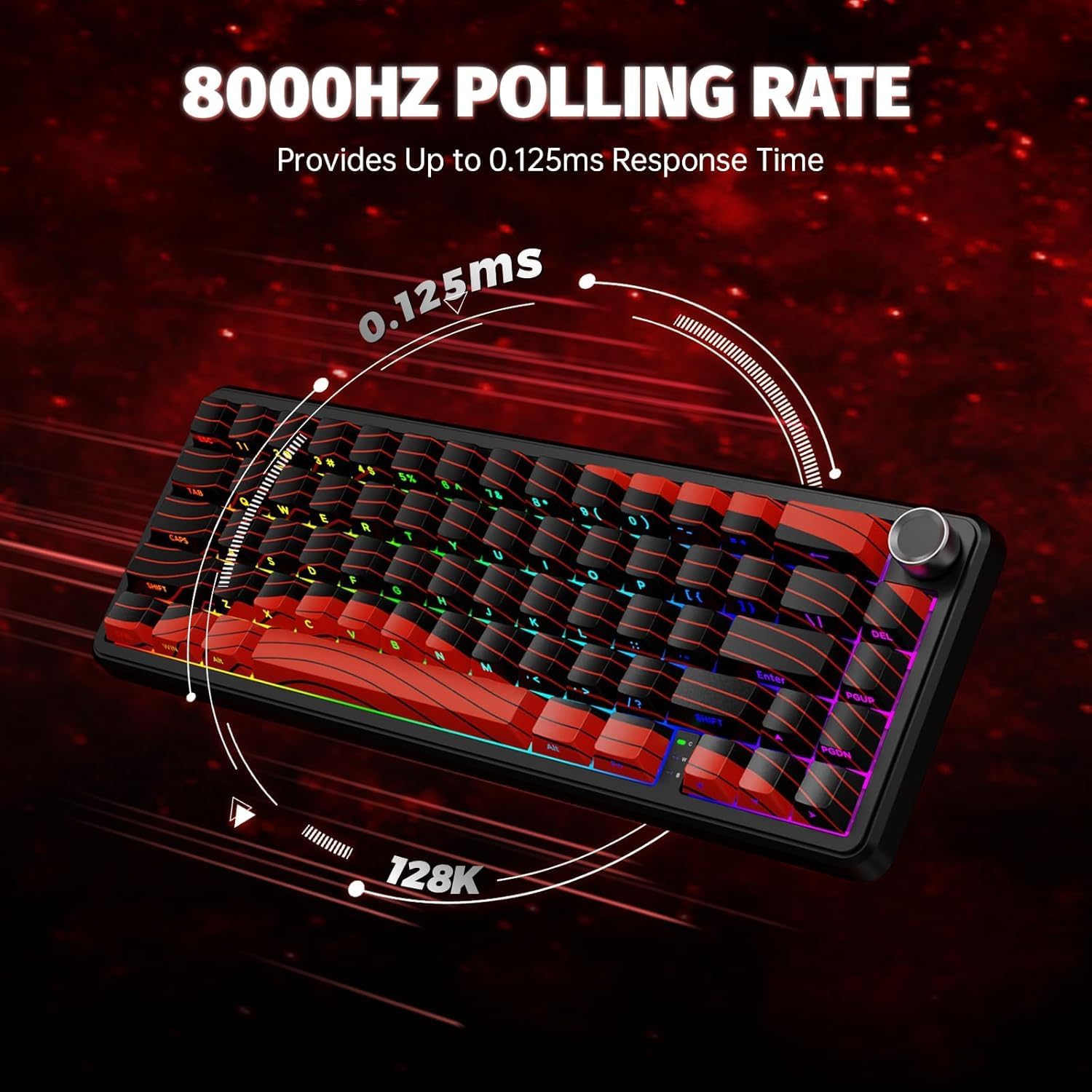 ATTACK SHARK X11 & X65 PRO HE Rapid Trigger Hall Effect Keyboard,60% Magnetic Keyboard 8K Polling Rate RGB Hot Swap,Wireless Gaming Mice with Charging Dock 22K DPI,BT/2.4Ghz/Wired,Coiled Cable-Red