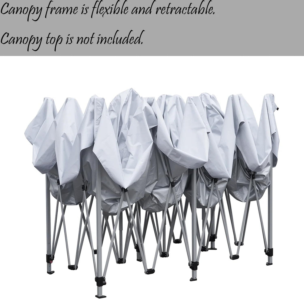 Outdoor Basic 10' x 20' Pop up Canopy Tent, Instant Heavy Duty Gazebo Tent with 6 Sidewalls/Wheeled Bag for Party Commercial Activity (Gray, Frame)