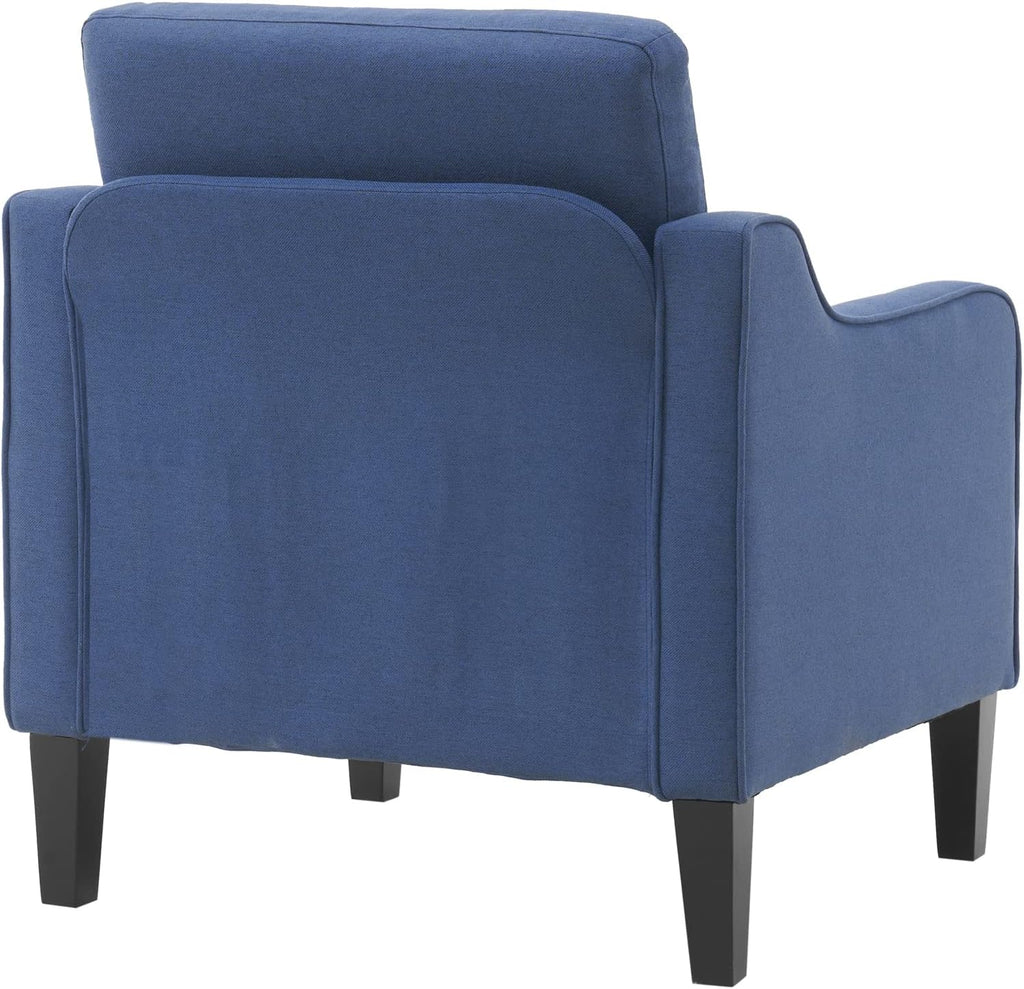 VINGLI Mid century Modern Accent Chair,Navy Blue Fabric Accent Chairs for Living Room Upholstered Armchair with Scooped Arms for Bedroom,Apartment,Studio,Office,Waiting Room