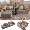 96' Modular Sectional Sofa, Modern Corduroy Cloud Couch with Deep Seat, Boneless Couch Upholstered 3-Seater L-Shaped Sofa for Living Room, No Assembly Required (Camel, Left-Facing Chaise)