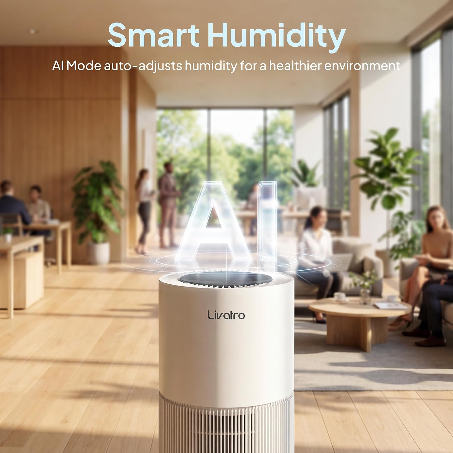 8L Evaporative Humidifier for Large Rooms up to 1000 ft²- Baby Elderly& Pet Safe Cool Evaporation, 900ml/h Output, UV Disinfection, Easy Top Fill,UltraQuiet 28dB, Smart AI Humidity Control Upgraded