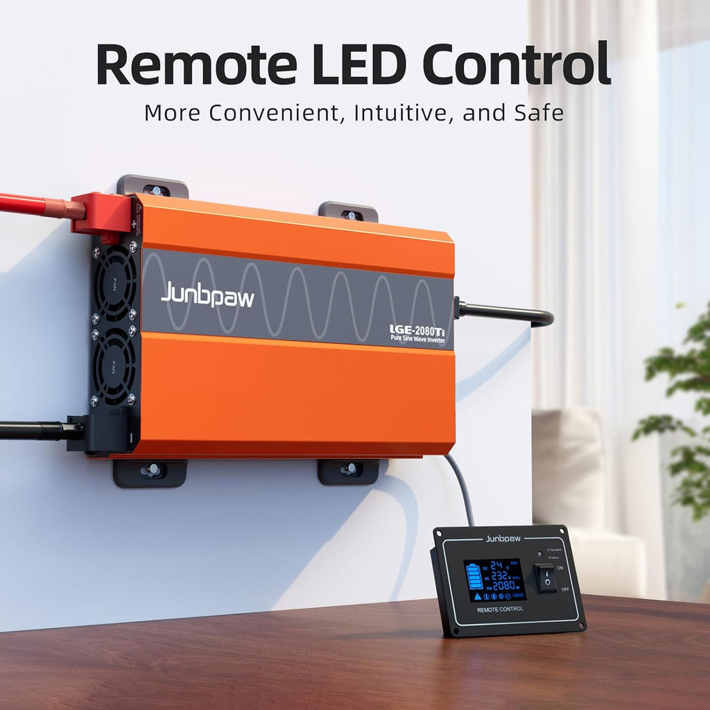 2080W Pure Sine Wave Inverter 24V to 110V Ultra Quiet, Game-Changing Design | 24V to 120 Converter for Home, RV, Camping, Off-Grid & Outdoor Adventures丨DC to AC (LGE-24-2080TI)
