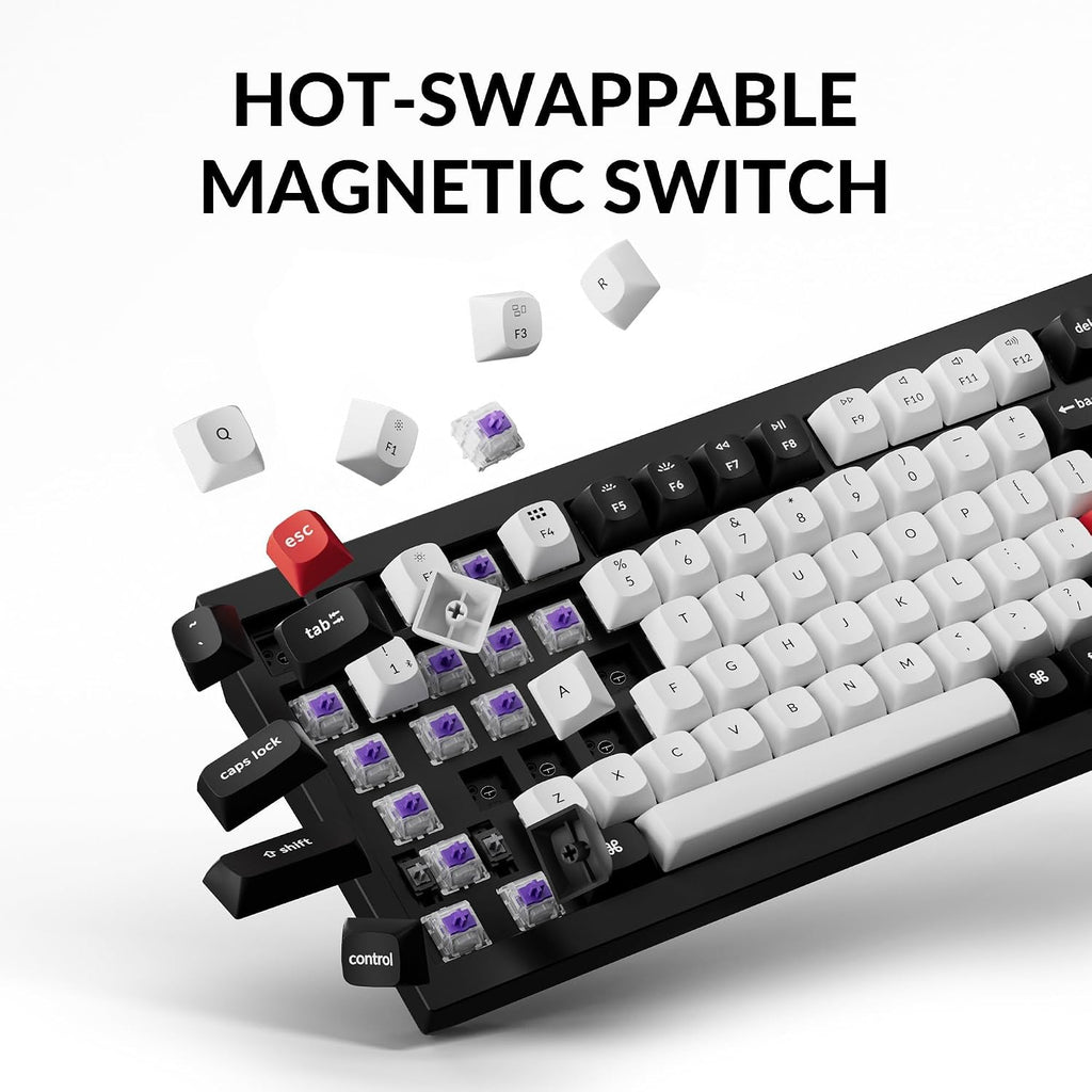 Keychron Q3 HE Wireless Custom Keyboard, 2.4 GHz/Bluetooth/Wired QMK Rapid Trigger 80% TKL Hot-Swappable Programmable RGB Gateron Double-Rail Magnetic Switches Gaming for Mac Windows, Carbon Black