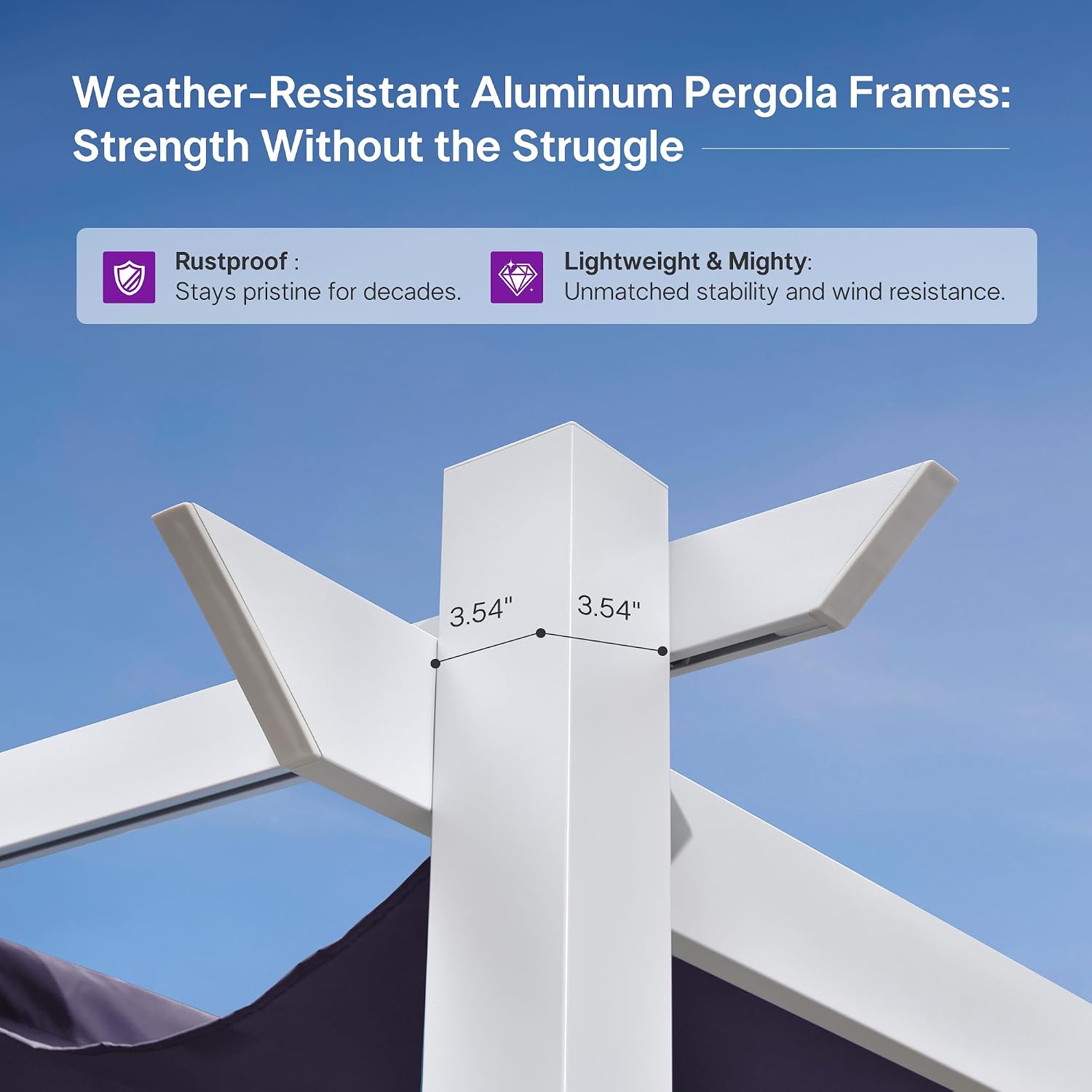 PURPLE LEAF 10' x 10' Outdoor Aluminum Pergola White Heavy-Duty Retractable Patio Metal Pergola with Double Sun Shade Canopy for Backyard Gardens Deck, Navy Blue