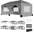 10X20Ft Pop Up Wedding Party Tent with 6 Sidewalls - Heavy Duty Commercial Outdoor Canopy, Waterproof Gazebo Canopy Tent, Canopy All Season with Storage Bag, Gray