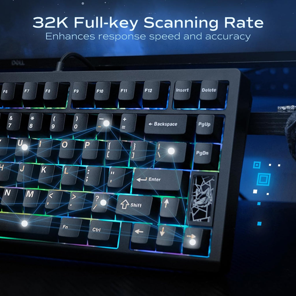 Mechanical Keyboard, Chilkey Slice75 HE Gaming Keyboard Wired, 75% Hall Effect Magnetic Aluminum Keyboard with WS Flux HE Clacky Switch, Rapid Trigger, 8K Polling, Per-Key RGB Custom, PC/Mac Support