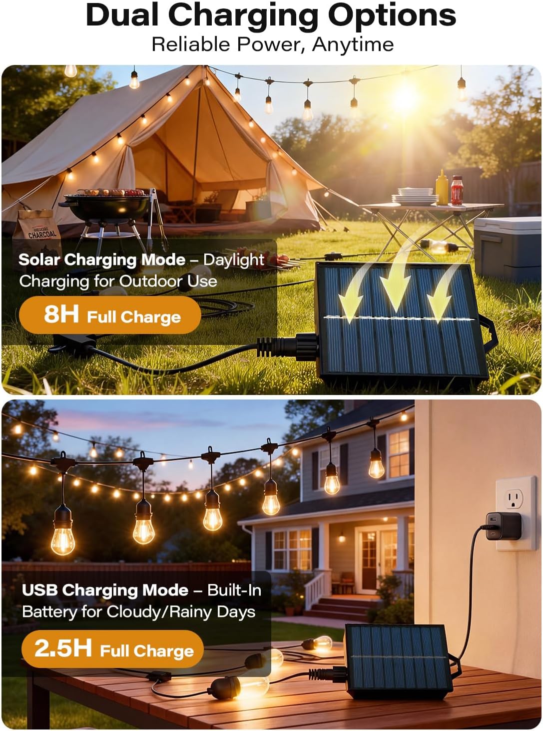 LAUSAINT HOME 8'x8' Outdoor Gazebo with 50FT String Lights, Metal Heavy Duty Patio Canopy Tent with Double Roofs, Mosquito Nettings and Privacy Screens for Backyard, Garden, Lawn, Classic Blue