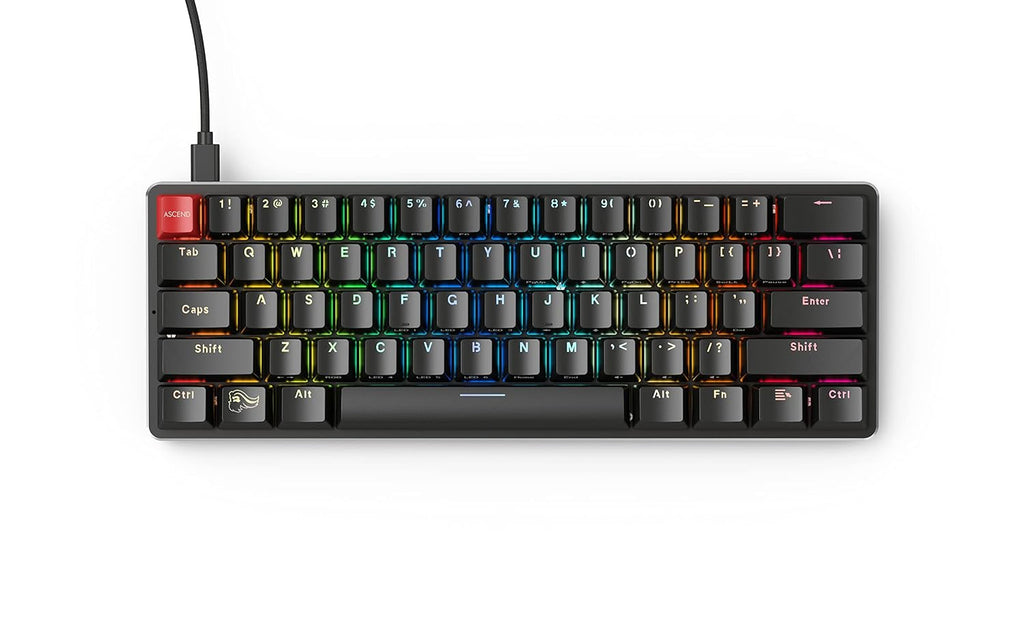 Glorious Custom Gaming Keyboard - GMMK 60% Percent Compact - USB C Wired Mechanical Keyboard - RGB Hot Swappable Switches & Keycaps - Black Metal Top Plate