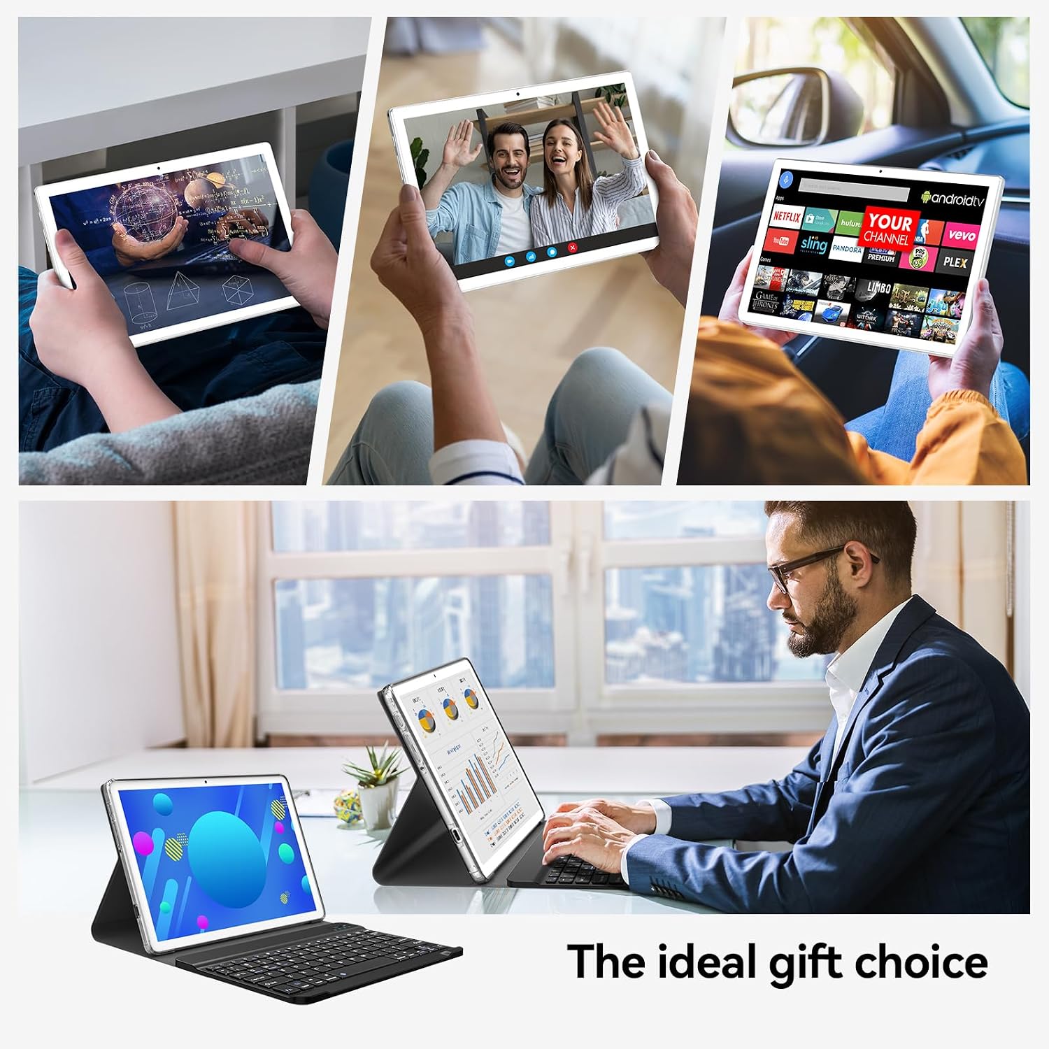 Tablet, 2026 Latest 10 inch Android 14 Tablet, MTK8183 Octa-Core, 16GB 128GB 1TB Expansion, 2.4/5G WiFi, 21MP Camera, Gemini AI 2.0, Tablets with Keyboard, Mouse, Case etc