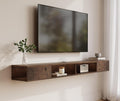 Wampat 70 inch Floating Entertainment Center for Storage, TV Shelf for Wall, Media Console for Living Room, Brown
