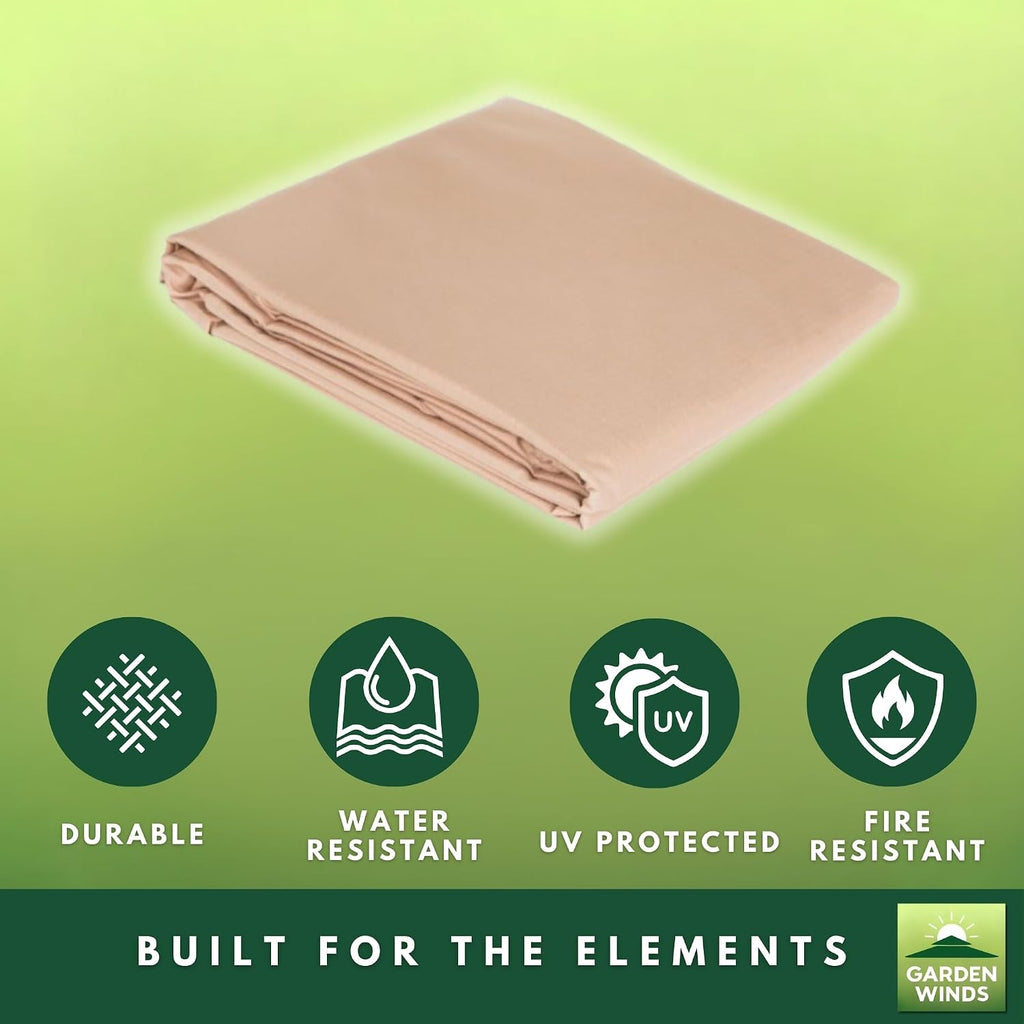 Garden Winds Reinforced RipLock 350 Replacement Canopy Top Cover Compatible with Garden Treasures 11' Offset Umbrella Models YJAF-819R, YJAF-819D, YJAF-81903A, YJAF-81903B, YJAF-81903C - Beige