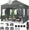 COBIZI 10x10 Pop Up Canopy Tent, Outdoor Party Tent with 4 Sidewall One Push Setup Glow, 3 Adjustable Height Air Vent Waterproof UPF50+, Bag, 4 Sandbag, 8 Stake, 4 Rope for Beach, Commercial