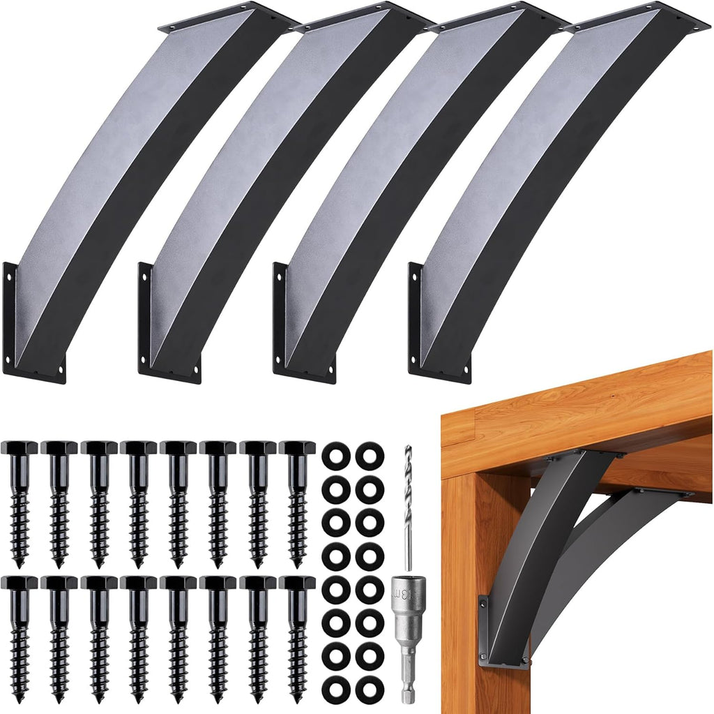 Heavy Duty 45 Degree Angle Support Bracket 4'×4' (Actual: 3.2'×3.2') Wood Beam Support Hardware Degree Post Bracket for Gazebos Pagola Porches 4Pcs