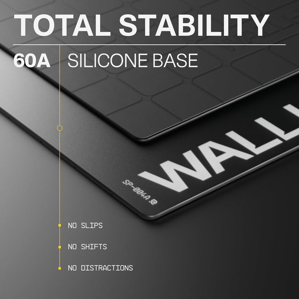 Wallhack SP-004A Black Glass Gaming Mouse Pad – 4th Gen Micro-Etched Surface, Medium Mousepad for Esports, Ultra-Fast Glide with Stopping Power, Tempered Glass, Durable & Portable, 15.4'x17.7' | Black
