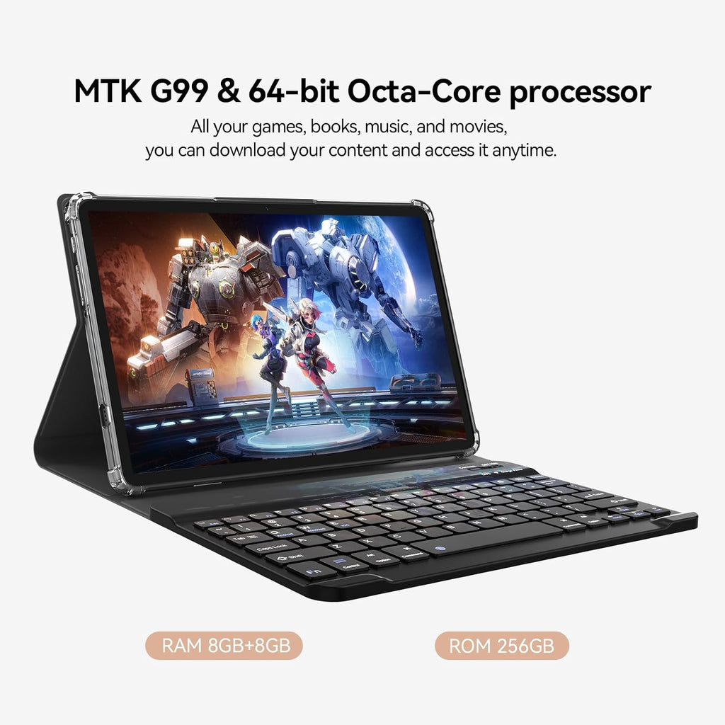 12 inch Android Tablet, 2K Display Android 15 Tablet, MTK G99 Octa-Core, 16GB 256GB 1TB Expansion, 2.4/5G WiFi, 21MP Camera, Widevine L1, Gemini AI 2.0, Tablets with Keyboard, Mouse, Case etc
