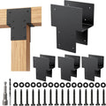 6x6 Post Caps Tie Brackets (Actual 5.5'x5.5') -4 Pack Heavy Duty Galvanized Steels Pergola Connector Brackets for Wood Posts, Gazebo & Deck Beams (Black)