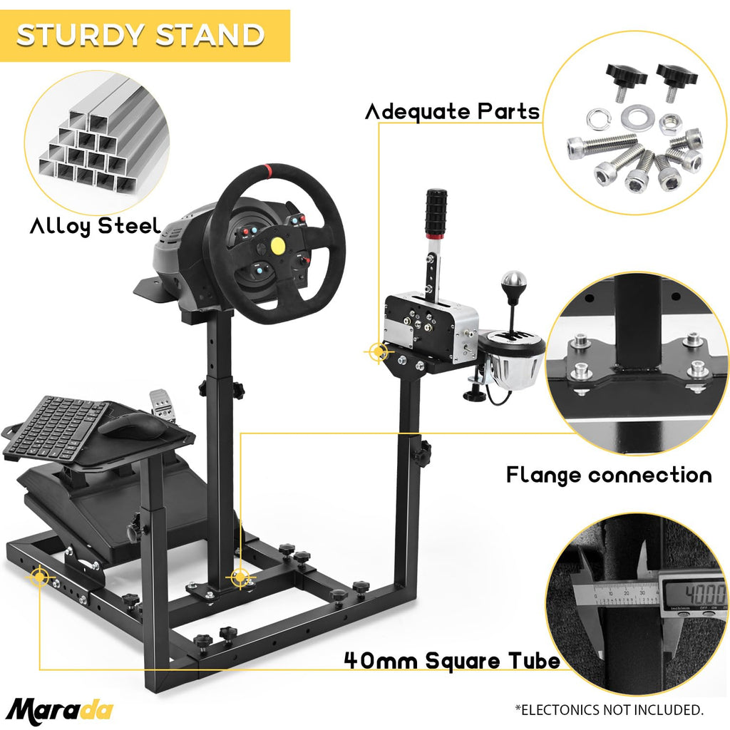 Marada Universal Flight Racing Simulator Stand, Three Axis Adjustable, And Hold Mouse and Keyboard, Fit for Thrustmaster,for Logitech,for Honeycomb,the Fight Sim Cockpit Electronic Device Not Included