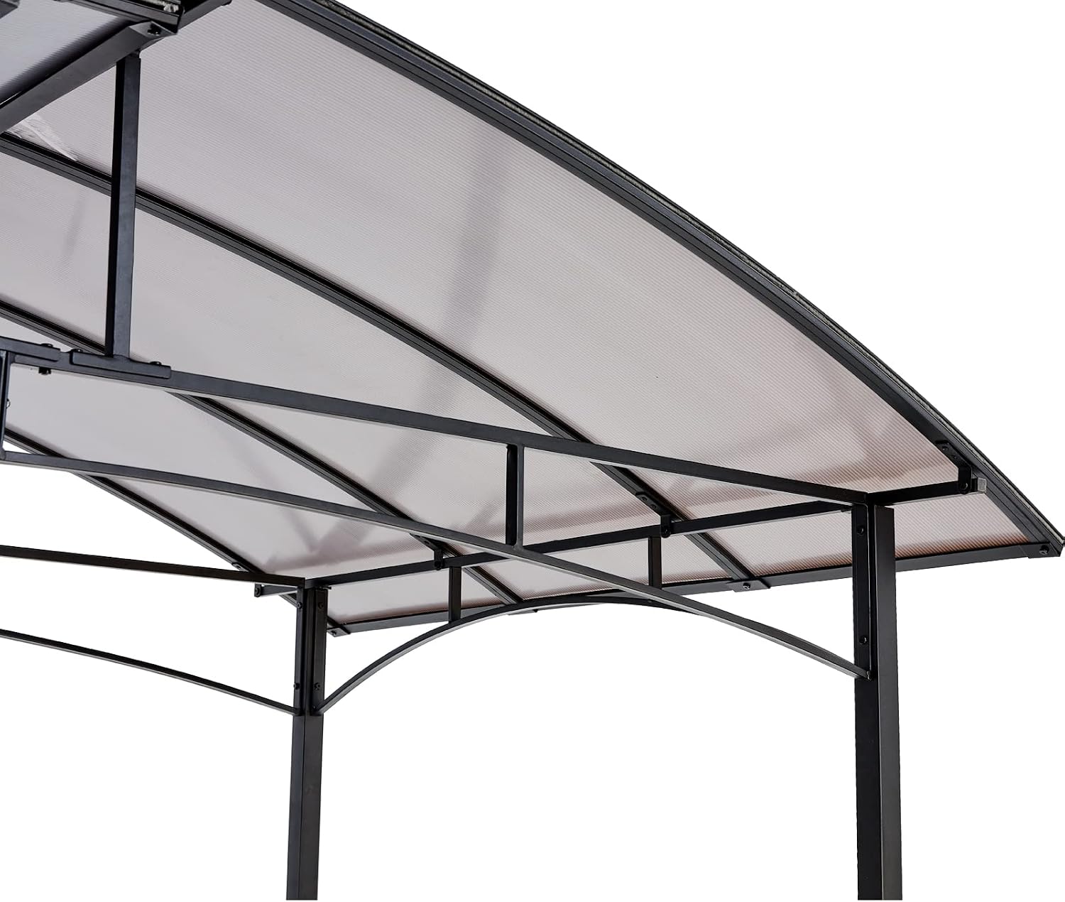 Grill Gazebo, 8x5Ft Outdoor BBQ Gazebo Canopy with Side Shelves, Interlaced Vented Polycarbonate Roof Barbeque Grill Canopy for Patio and Picnic
