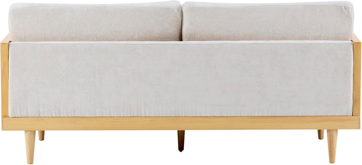 Merax 72' Spacious 2-Seater Sofa Couch with Armrests, Cane Rattan Wooden Frame Loveseat Sofa for Living Rooms, Bedrooms, Apartment, Office (Natural+Beige)