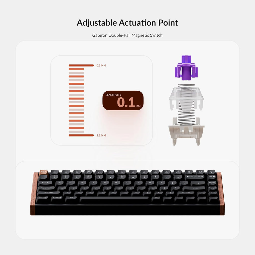 Keychron K2 HE Wireless Magnetic Switch Custom Keyboard and M3 Bluetooth 79g Lightweight Mouse QMK 2.4 GHz with Hall Effect Gateron Double-Rail, 3311 Sensor 12000 DPI Compatible with Mac Windows Linux