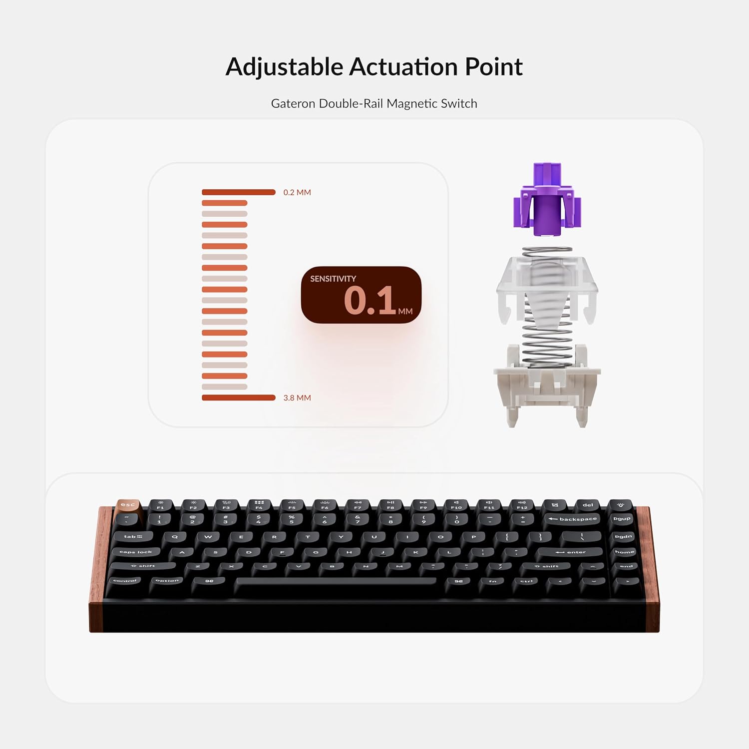 Keychron K2 HE Wireless Magnetic Switch Custom Keyboard and M3 Bluetooth 79g Lightweight Mouse QMK 2.4 GHz with Hall Effect Gateron Double-Rail, 3311 Sensor 12000 DPI Compatible with Mac Windows Linux