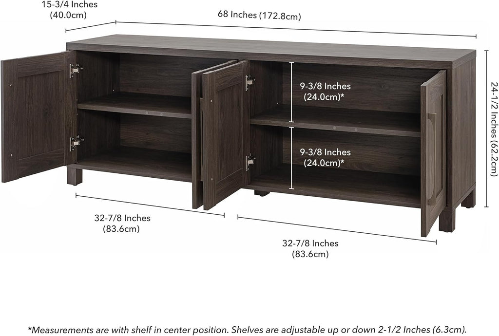 Henn&Hart Rectangular TV Stand for TV's up to 80' in Alder Brown, TV Stands for the Living Room