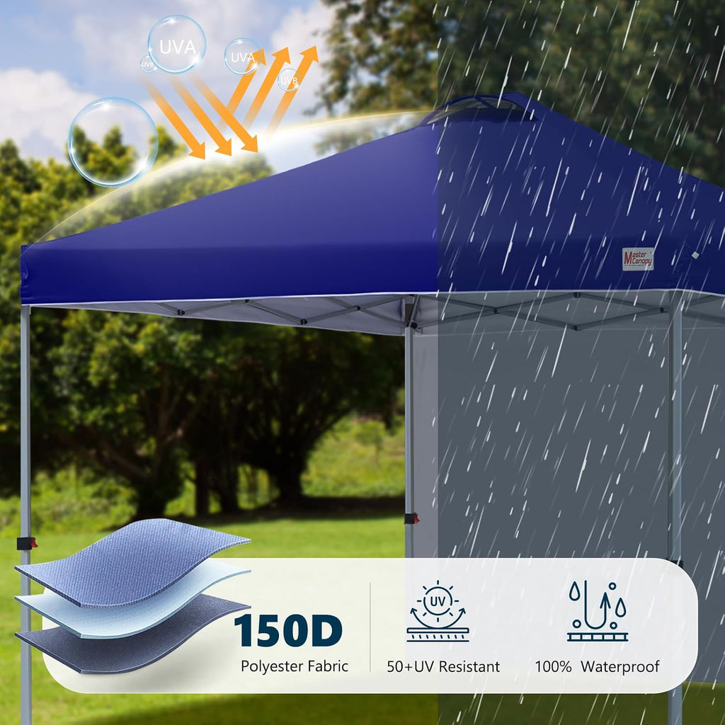 MASTERCANOPY Durable Pop-up Canopy Tent with 1 Sidewall (10'x10',Dark Blue)