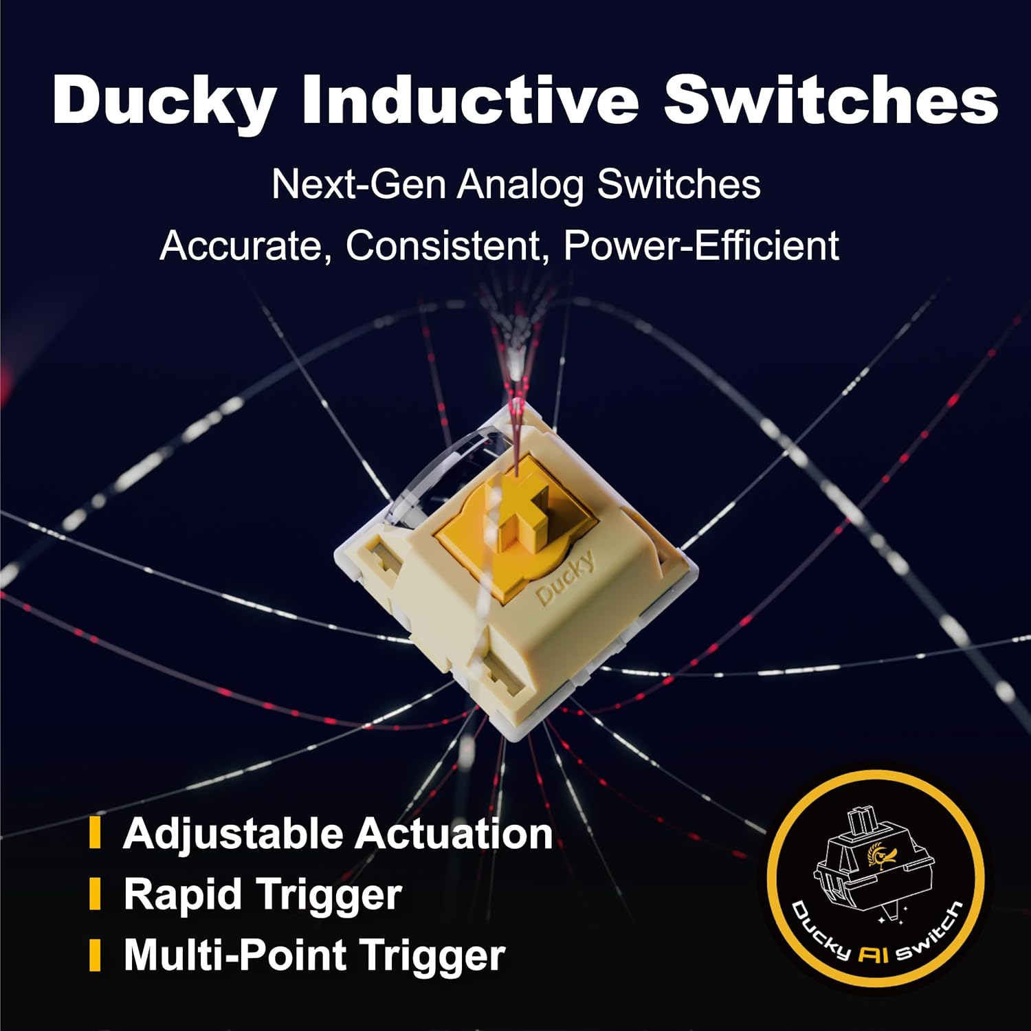 Ducky One X Mini Wireless 60% Inductive Keyboard: Tri-Mode, Rapid Trigger, Linear Inductive Switches, Gasket-Mount Quack Mechanics+ 7-Layer Dampening, High-Density PBT Doubleshot Keycaps, US, White