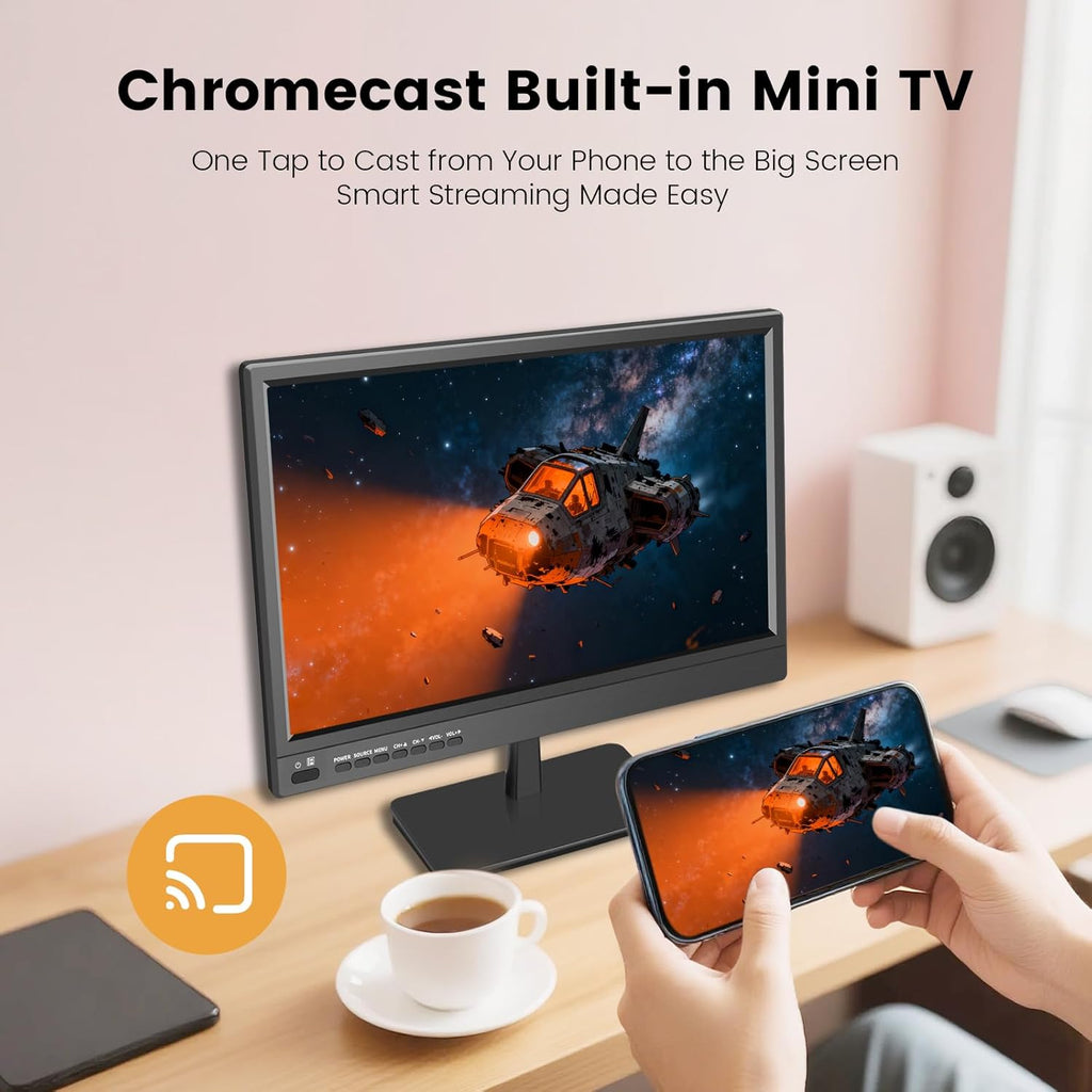Jexiop 17inch Smart TV,Full HD 1080p LED Flat Screen with ATSC TV,with Built-in HDMI/USB-Suitable for Kitchen Kid's Room Basement or RV Camper