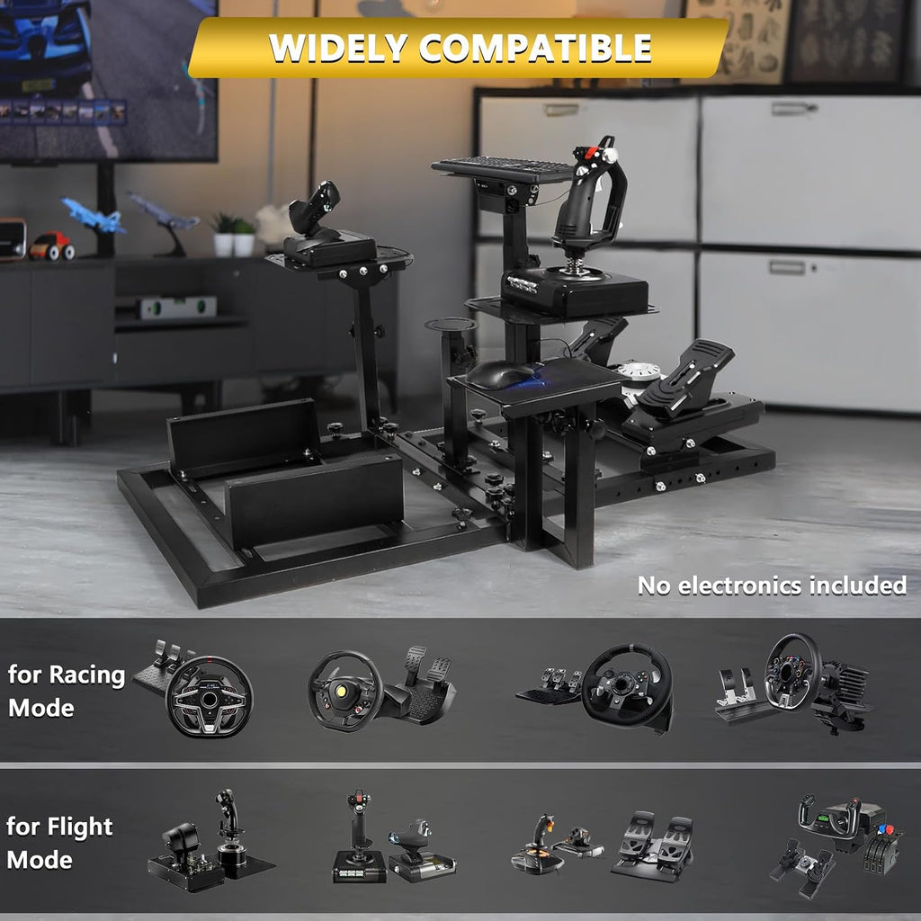 Marada Racing Simulator Cockpit Flight Simulation Adjustable Fit for Thrustmaster HOTAS Warthog, for Logitech G25 G27 G923 Racing wheel, Wheels,Pedals, Throttle, Joystick Not Included