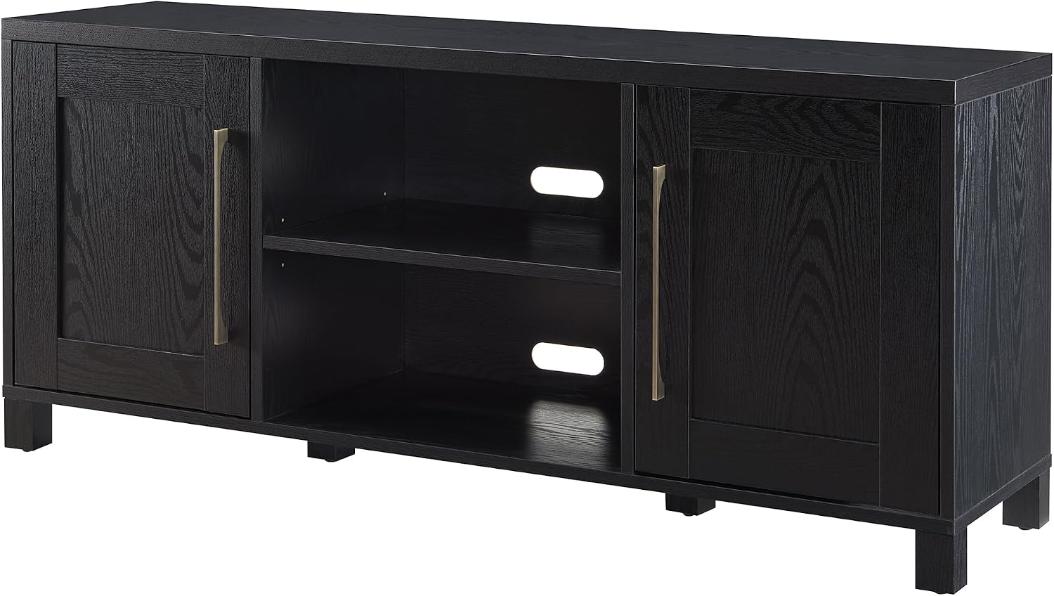 Henn&Hart Rectangular TV Stand for TV's up to 65' in Black Grain, TV Stands for the Living Room