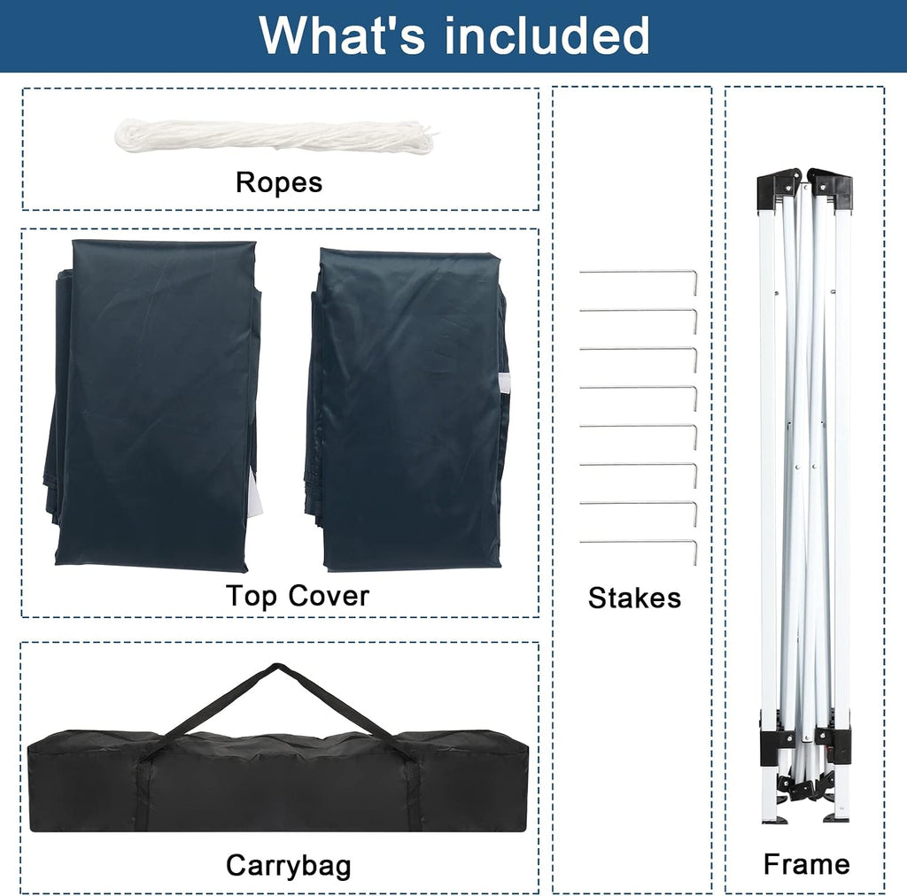 6.5x6.5 Pop Up Canopy Tent with Sidewalls, 3 Height Adjustable Beach Tent with Carrying Bag, 8 Stakes & 4 Ropes, Easy Set Up Gazebo for Events, Party, Wedding