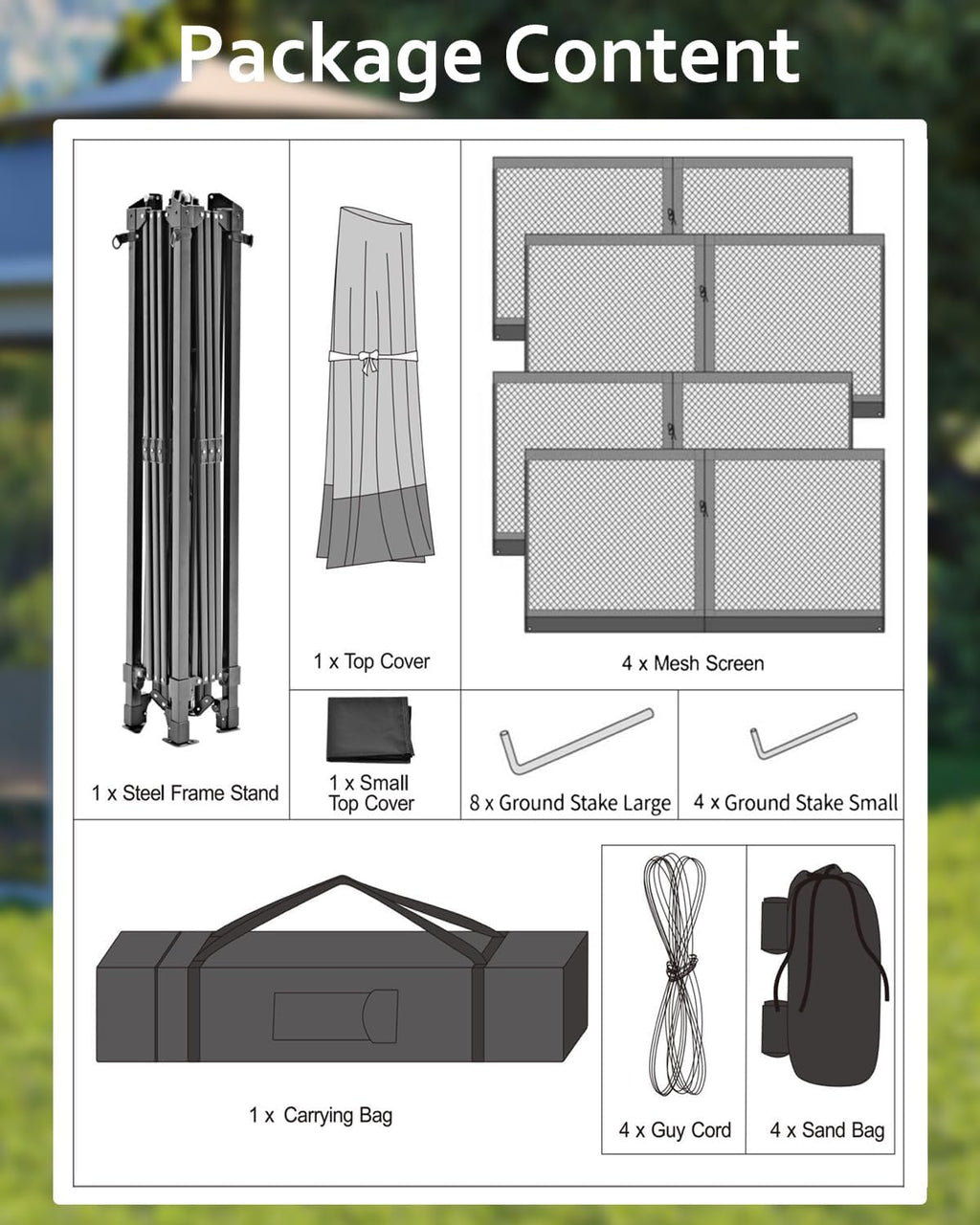 11x11ft Pop Up Gazebo Tent with Mosquito Netting, Outdoor Canopy Shelter Easy Setup, Water & UV Resistant - Green