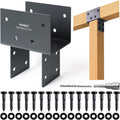 4pcs 4x4 (Actual 3.5'x3.5') Post Cap Tie Bracket, Heavy Duty Stainless Steel Wood Beam Support Bracket. for Gazebos, Patio Decks, and Porches Wood Post to Beam Support Connection (Dark Ggray)
