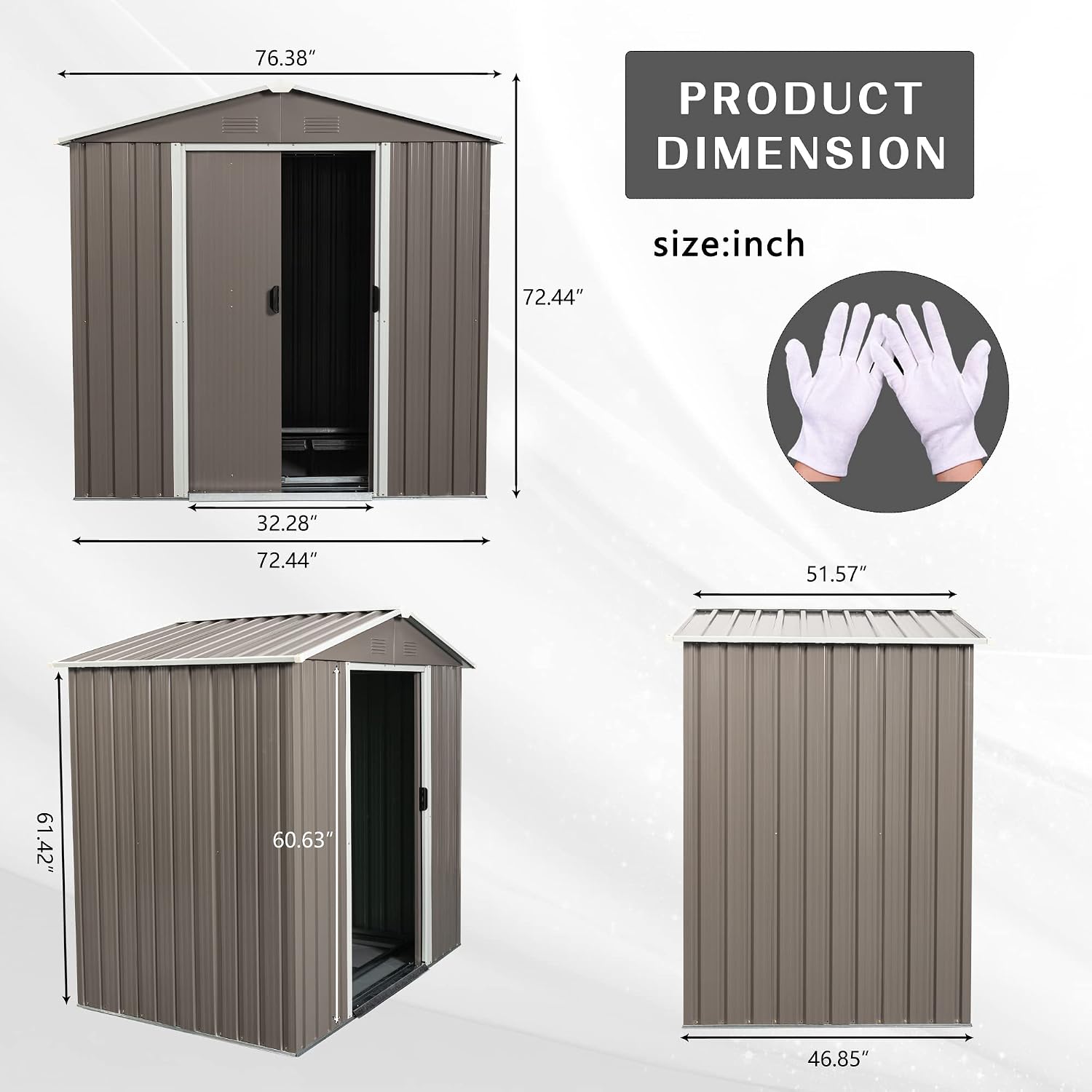 6X5 ft Outdoor Metal Storage Shed with Floor Floor, Lockable Galvanized Steel Tool Shed with Sliding Door and Air Vent, Waterproof Garden Storage House for Backyard, Patio