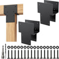 6x6 Post Caps Tie Brackets (Actual 5.5'x5.5') -2 Pack Heavy Duty Galvanized Steels Pergola Connector Brackets for Wood Posts, Gazebo & Deck Beams (Black)