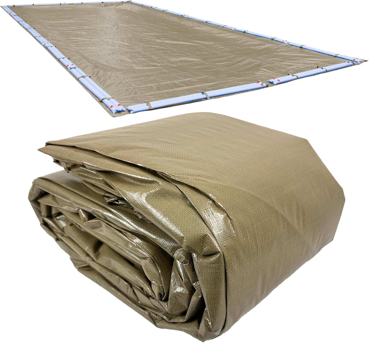 Pool Mate 16 x 24 ft Extra Strength Sandstone Winter Pool Cover for Inground Pools, 5 ft Overlap (21 x 29 ft Cover Size), Solid 12 x 12 Scrim, 3.7 oz/yd2, 15-Year Warranty, Style: 571624R