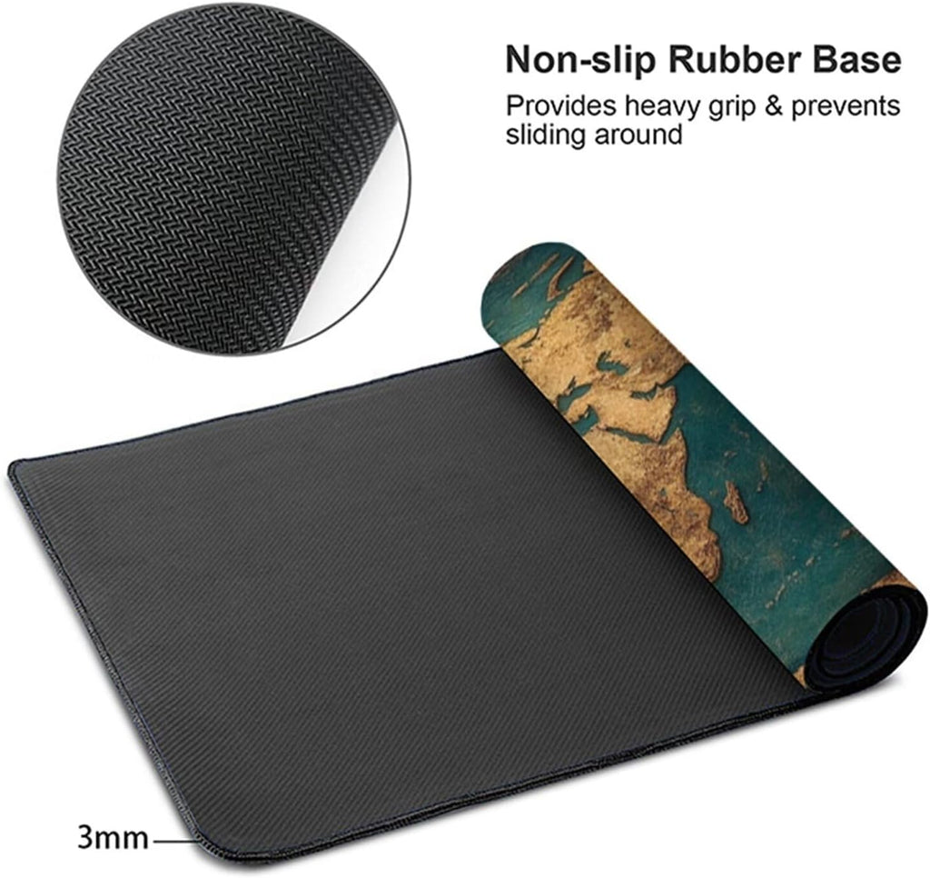 World Map Gaming Mouse Pad, Mouse Pad 64x32in, Large Desk Mat with Non-Slip Rubber Base, Office Desk Accessories, Large Extended Gaming Keyboard Mat, Big Mousepad for Computer Gamer Office, Blue G-259