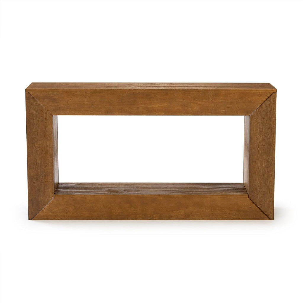 Plank+Beam Grande 56' Console Table with Bottom Shelf, Solid Pine Wood Entryway & Sofa Table, Pecan Wirebrush Finish