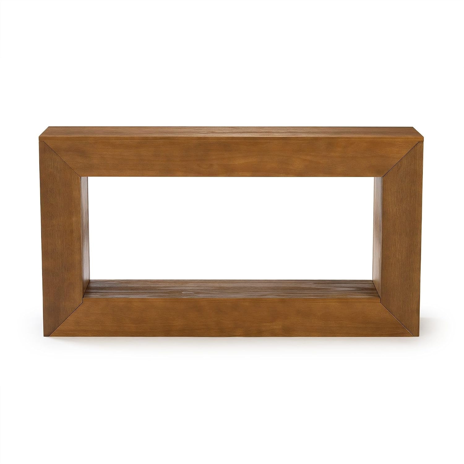 Plank+Beam Grande 56' Console Table with Bottom Shelf, Solid Pine Wood Entryway & Sofa Table, Pecan Wirebrush Finish