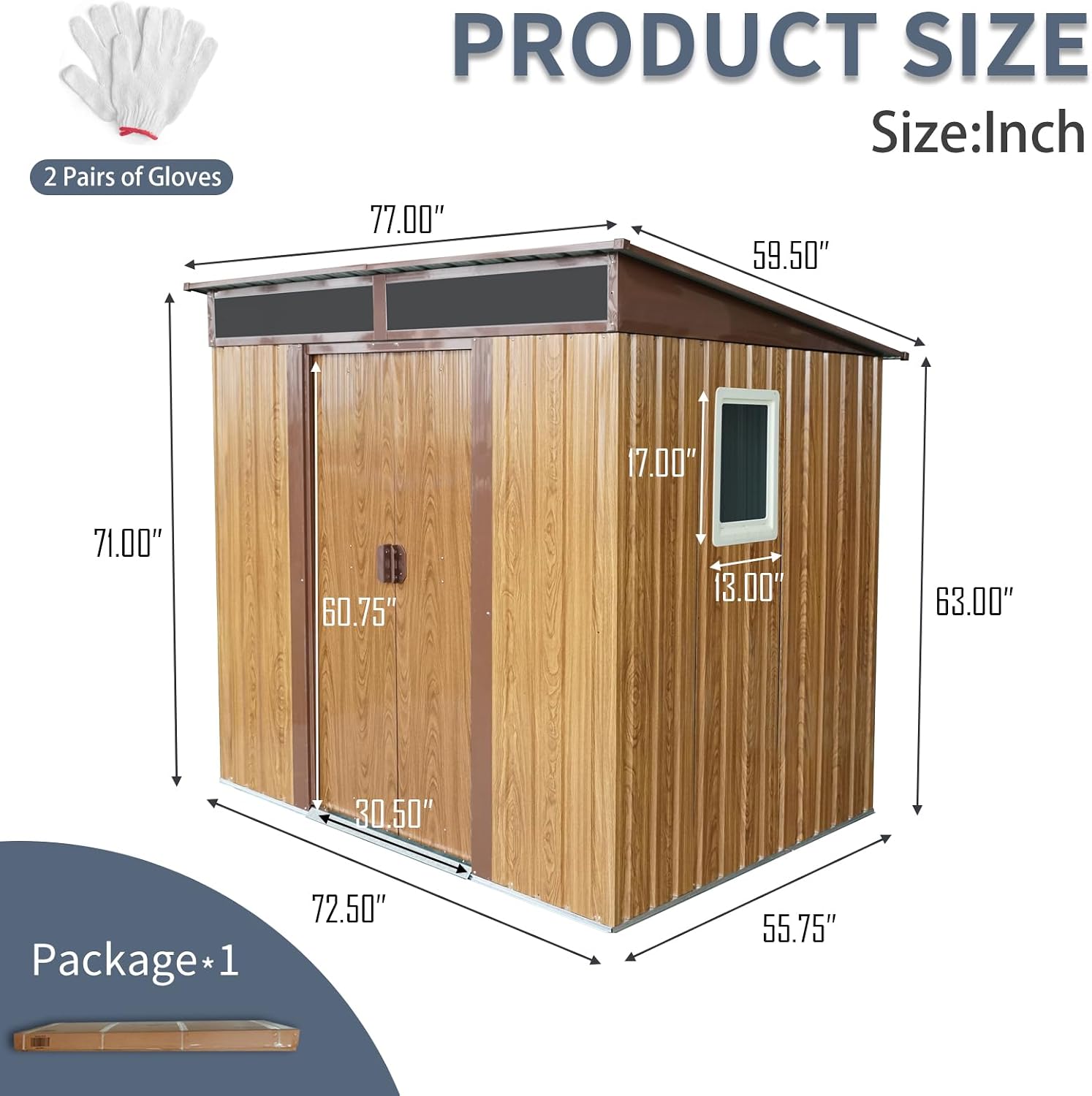 GDFStudio 6ft x 5ft Outdoor Metal Storage Shed with Window and Foundation Frame, Garden Tool Storage House with Lockable Door, Sloped Roof, and Ventilated Design for Backyard,Patio, Lawn,Coffee Brown