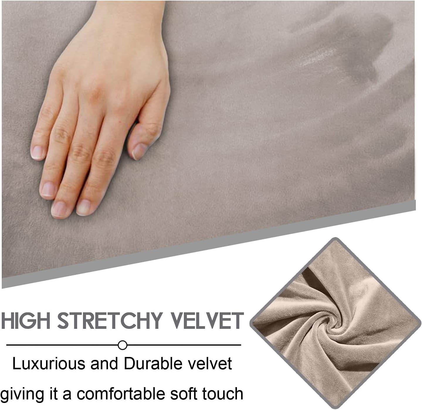 ULTICOR 7-Piece L Shape Sectional Recliner Sofa Covers, Velvet Stretch Reclining Couch Covers, Thick, Soft, Washable (Taupe, 5 Seat Recliner Cover)
