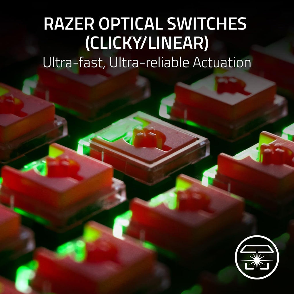 Razer DeathStalker V2 Pro Wireless Gaming Keyboard: Low-Profile Optical Switches - Linear Red - Hyperspeed Wireless & Bluetooth 5.0-40 Hr Battery - Ultra-Durable Coated Keycaps - Chroma RGB (Renewed)