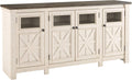 Signature Design by Ashley Bolanburg Extra Large TV Stand, Fits TVs up to 72', 3 Cabinets, Adjustable Storage Shelves, 74.13', Whitewash & 2-Tone Finish